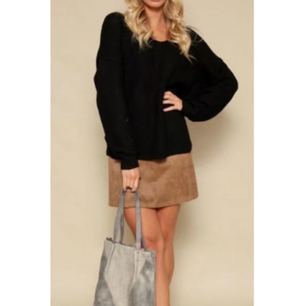 Silver V-Neck Backless Oversized Sweater - Picture 3 of 4